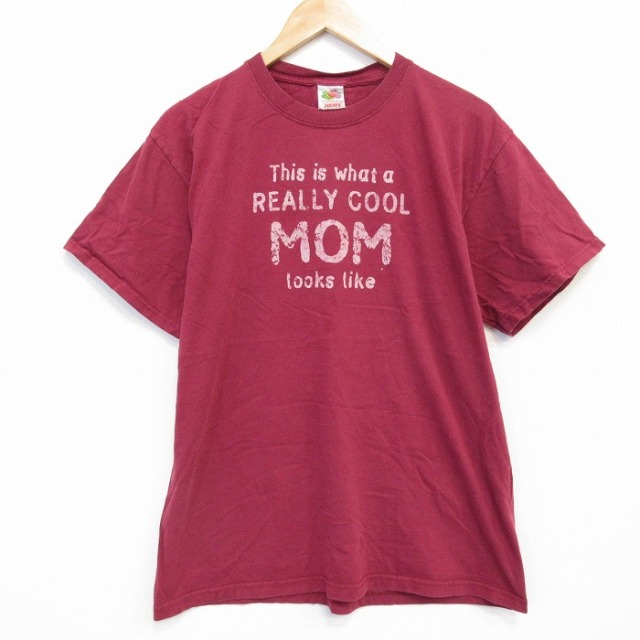 L★古着 フルーツオブザルーム 半袖 ビンテージ Tシャツ メンズ 00年代 00s MOM コットン クルーネック エンジ 25aug18 中古