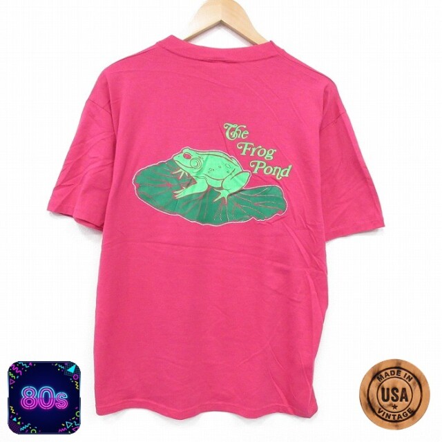 80s 半袖Tシャツ カエル ピンク XL | 古着