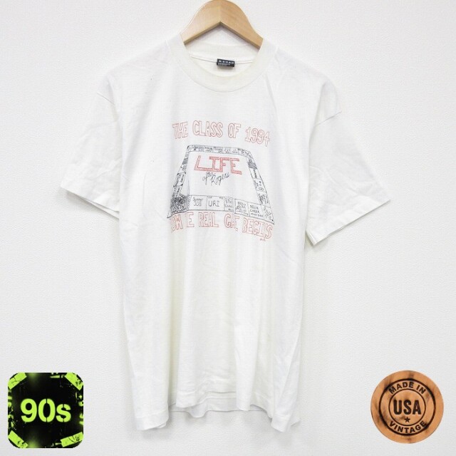 フルーツオブザルーム 90s 半袖Tシャツ LIFE 生成り ベージュ XL | 古着
