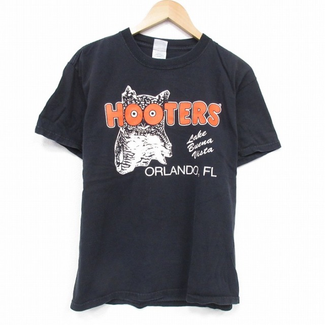 【50%OFF】M★古着 半袖 ビンテージ Tシャツ メンズ 00年代 00s フーターズ コットン クルーネック 黒 ブラック 25aug19 中古