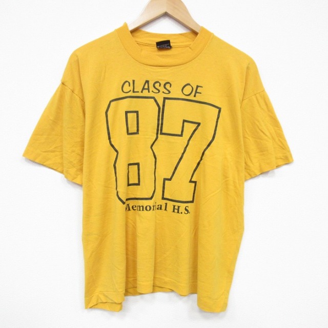 【50%OFF】XL★古着 スクリーンスターズ 半袖 ビンテージ Tシャツ メンズ 80年代 80s 87 クルーネック USA製 濃黄 イエロー 25aug19 中古