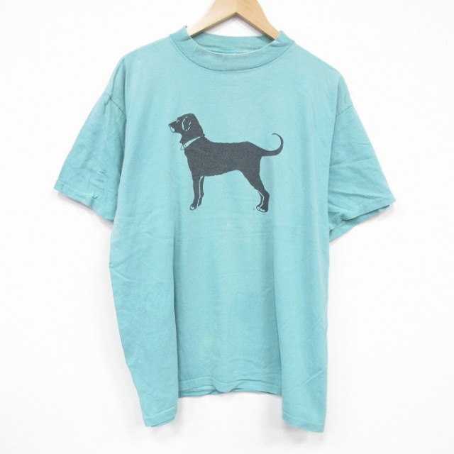 XL★古着 半袖 ビンテージ Tシャツ メンズ 90年代 90s The Black Dog 大きいサイズ クルーネック USA製 薄緑 グリーン 【spe】 25aug19 中古