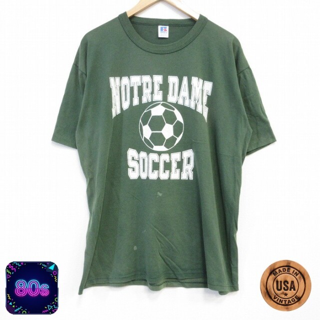 ラッセル 80s 半袖Tシャツ サッカー グリーン XL | 古着