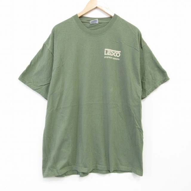【50%OFF】XL★古着 ヘインズ Hanes 半袖 ビンテージ Tシャツ メンズ 00年代 00s LEDCO 大きいサイズ コットン クルーネック 薄緑 グリーン 25aug30 中古