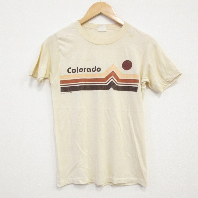 【50%OFF】S★古着 スプルース 半袖 ビンテージ Tシャツ メンズ 70年代 70s コロラド クルーネック USA製 薄黄 イエロー 25aug30 中古