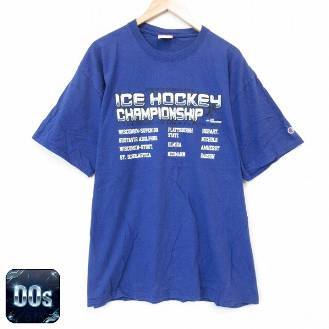 チャンピオン 00s 半袖Tシャツ アイスホッケー ネイビー XL | 古着