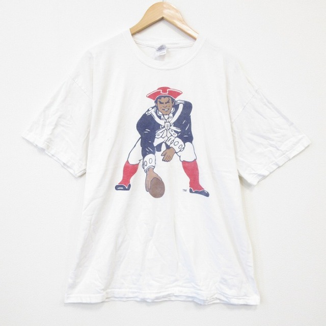 XL★古着 半袖 ビンテージ Tシャツ メンズ 00年代 00s NFL ニューイングランドペイトリオッツ 大きいサイズ コットン クルーネック 白 ホワイト アメフト スーパーボウル 25aug26 中古