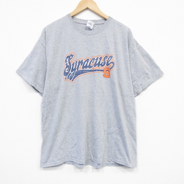 XL★古着 半袖 ビンテージ Tシャツ メンズ 00年代 00s シラキュース 大きいサイズ クルーネック グレー 霜降り 25sep01 中古