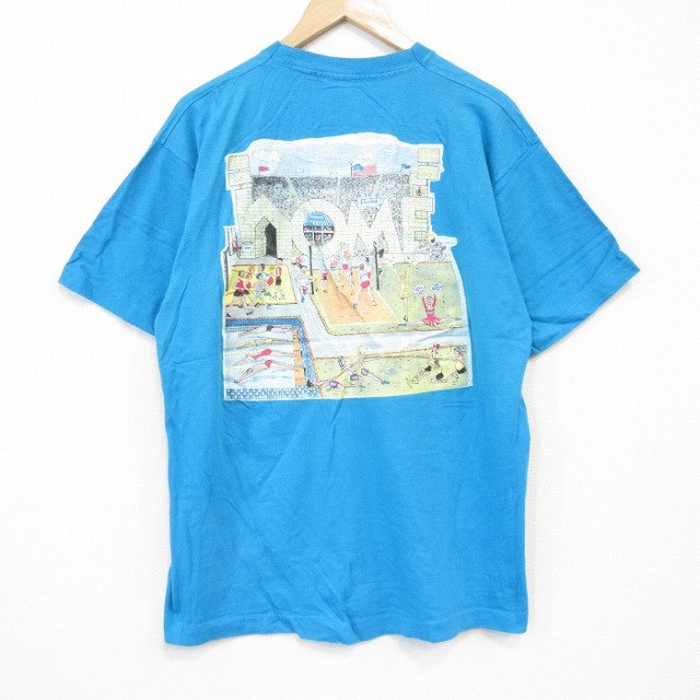 XL★古着 フルーツオブザルーム 半袖 ビンテージ Tシャツ メンズ 90年代 90s home コットン クルーネック USA製 水色 【spe】 25sep01 中古