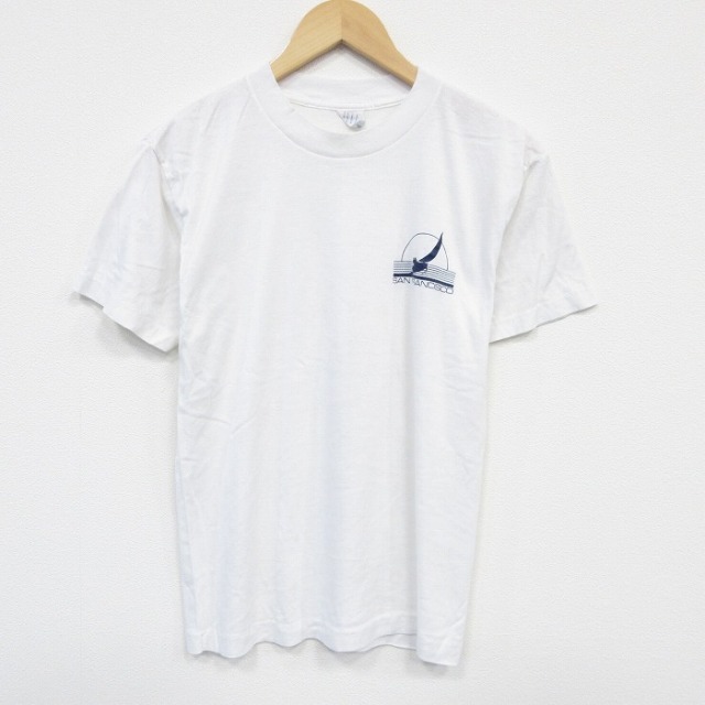 【20%OFF】M★古着 半袖 ビンテージ Tシャツ メンズ 80年代 80s サンフランシスコ クルーネック USA製 白 ホワイト 25sep01 中古