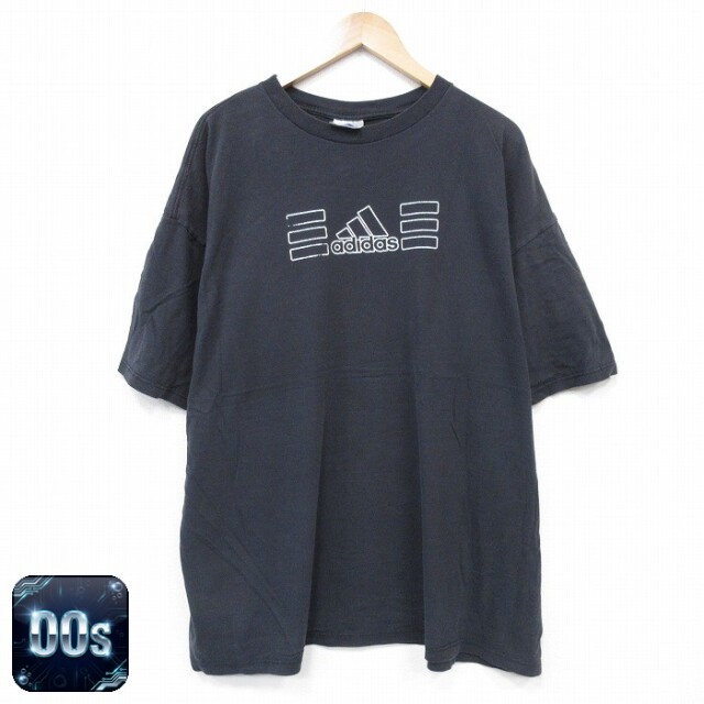【50%OFF】アディダス 00s 半袖Tシャツ ビッグロゴ ブラック XL | 古着