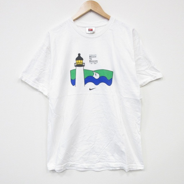 【20%OFF】L★古着 ナイキ NIKE 半袖 ビンテージ Tシャツ メンズ 00年代 00s 灯台 コットン クルーネック 白 ホワイト 25sep02 中古