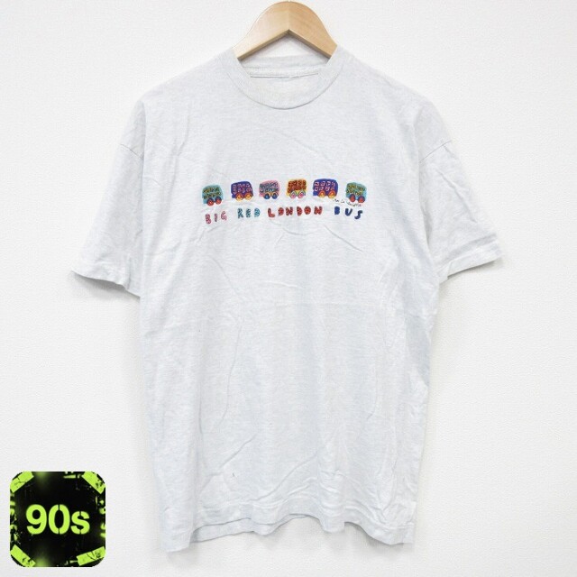 90s 半袖Tシャツ バス刺繍 グレー L | 古着