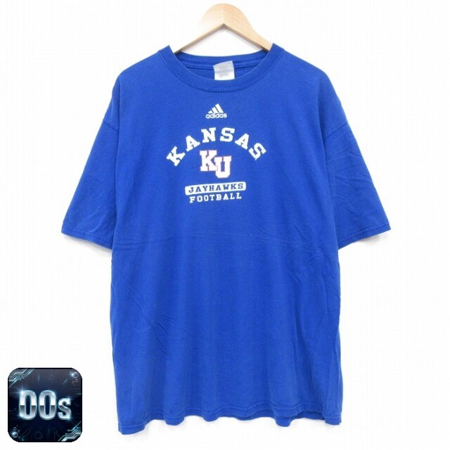 【50%OFF】アディダス 00s 半袖Tシャツ カンザスジェイホークス ブルー XL | 古着