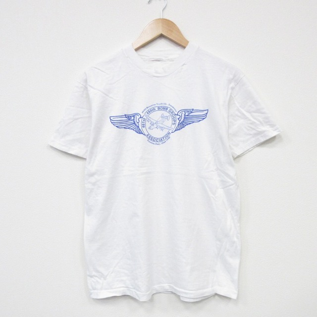 【20%OFF】M★古着 半袖 ビンテージ Tシャツ メンズ 90年代 90s 爆撃機 クルーネック 白 ホワイト 25sep02 中古