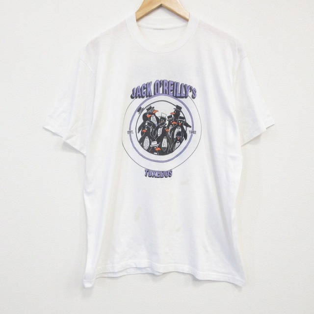 XL★古着 半袖 ビンテージ Tシャツ メンズ 00年代 00s ペンギン 両面プリント クルーネック 白 ホワイト 25sep02 中古