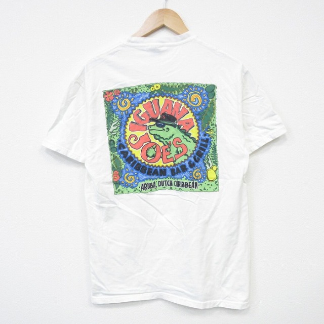 【20%OFF】M★古着 ヘインズ Hanes 半袖 ビンテージ Tシャツ メンズ 00年代 00s イグアナ　コットン クルーネック 白 ホワイト 25sep05 中古
