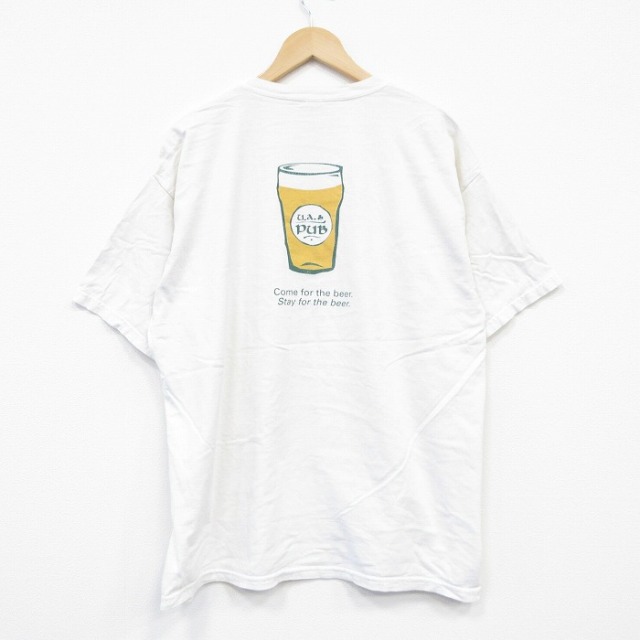 XL★古着 半袖 ビンテージ Tシャツ メンズ 00年代 00s PUB 大きいサイズ コットン クルーネック 白 ホワイト 25sep02 中古