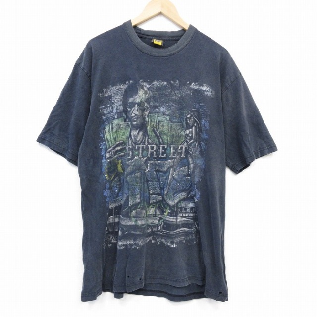 XL★古着 半袖 ビンテージ Tシャツ メンズ 00年代 00s ストリートライブ 大きいサイズ ボロ コットン クルーネック USA製 黒 ブラック 【spe】 25sep02 中古