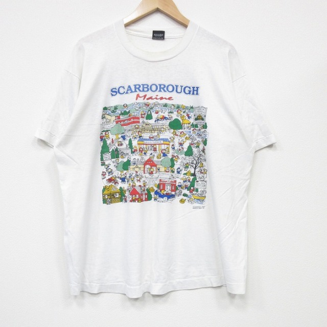 XL★古着 スクリーンスターズ 半袖 ビンテージ Tシャツ メンズ 90年代 90s 街 クルーネック USA製 白 ホワイト 【spe】 25sep04 中古