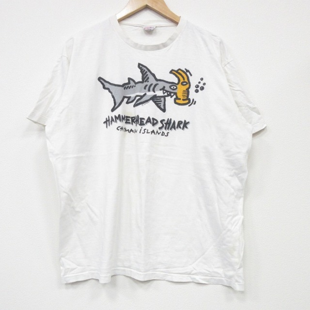 90s 半袖Tシャツ サメ ホワイト XL | 古着