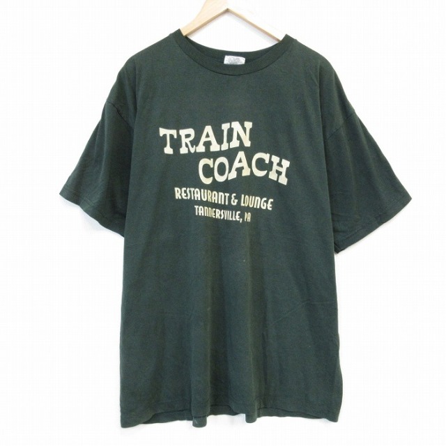 90s 半袖Tシャツ TRAINプリント グリーン XL | 古着