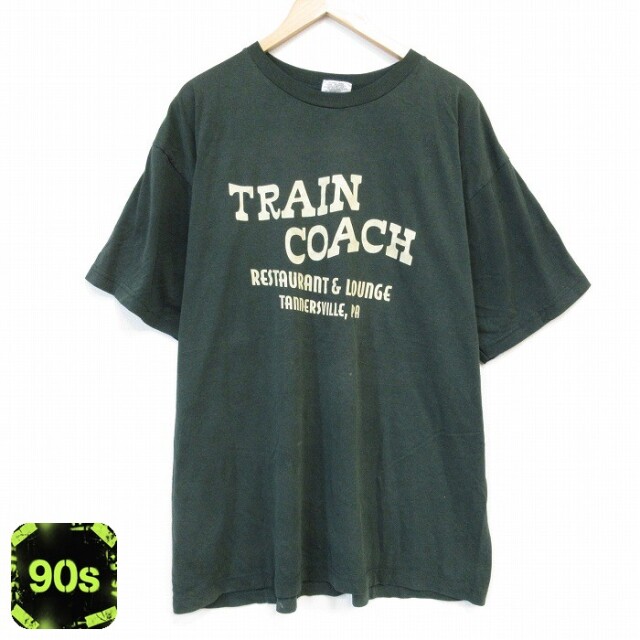 90s 半袖Tシャツ TRAINプリント グリーン XL | 古着