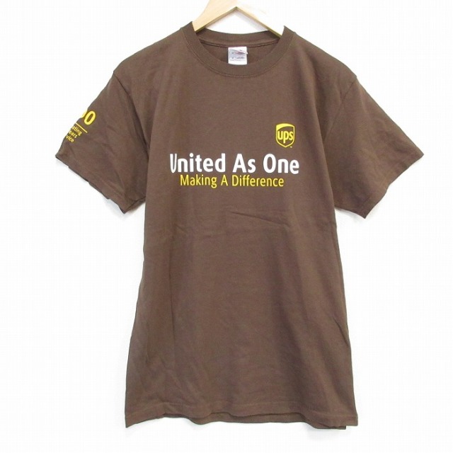 M★古着 フルーツオブザルーム 半袖 ビンテージ Tシャツ メンズ 00年代 00s UPS コットン クルーネック 茶 ブラウン 【spe】 25sep04 中古