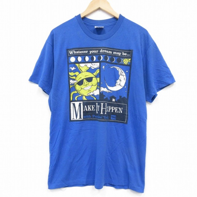ヘインズ 90s 半袖Tシャツ 太陽月 ブルー L | 古着