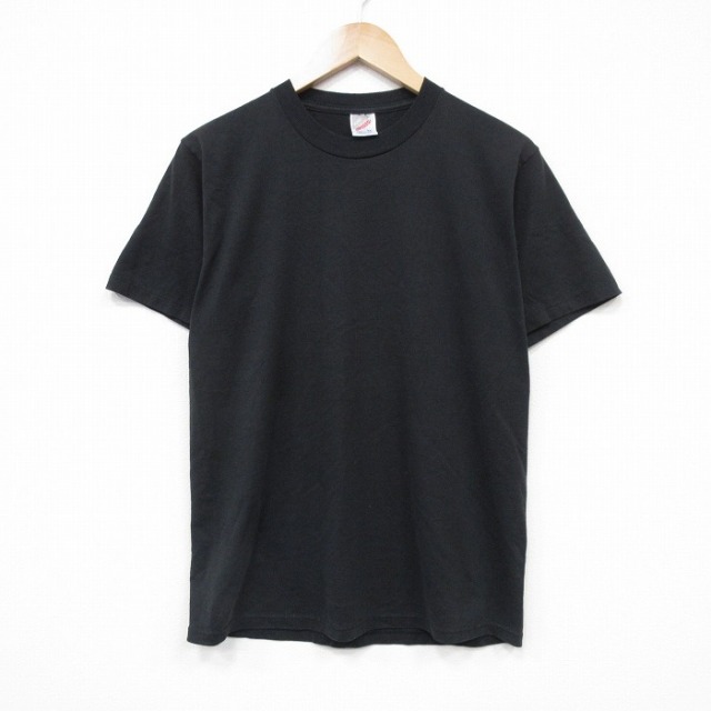 M★古着 ジャージーズ 半袖 ビンテージ Tシャツ メンズ 90年代 90s 無地 クルーネック USA製 黒 ブラック 25sep06 中古