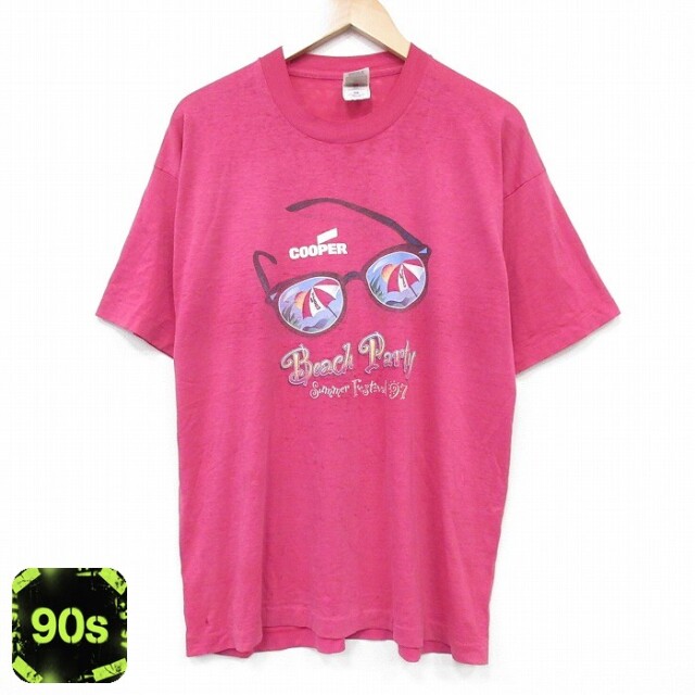 フルーツオブザルーム 90s 半袖Tシャツ ビーチ ピンク XL | 古着