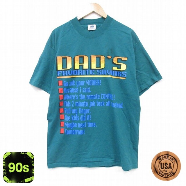 90s 半袖Tシャツ メッセージ グリーン XL | 古着