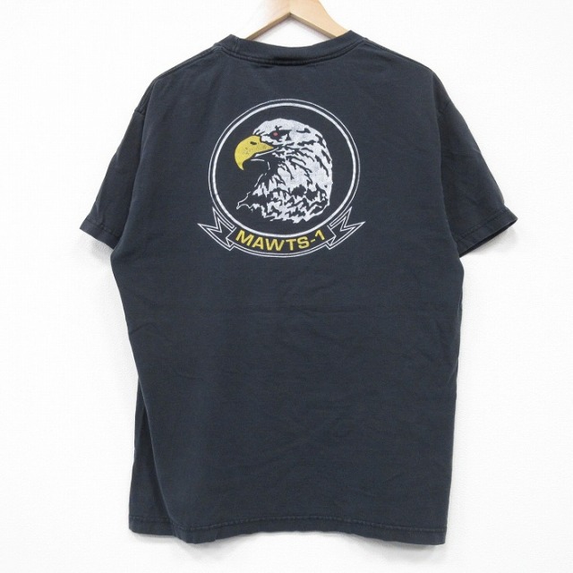 L★古着 半袖 ビンテージ Tシャツ メンズ 00年代 00s 鳥 コットン クルーネック 黒 ブラック 25sep08 中古