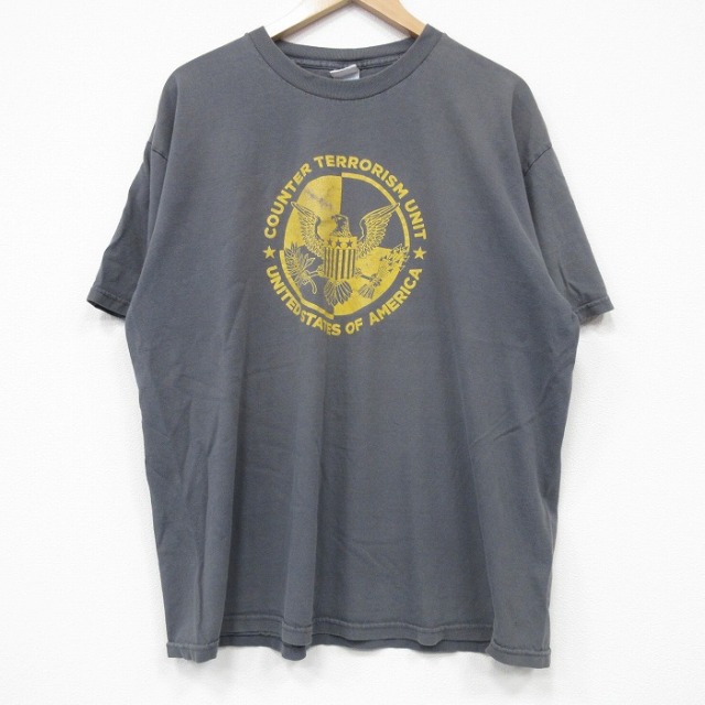 XL★古着 半袖 ビンテージ Tシャツ メンズ 00年代 00s COUNTER コットン クルーネック 濃グレー 25sep08 中古