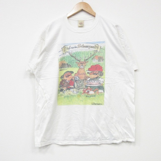 【20%OFF】XL★古着 ジャージーズ 半袖 ビンテージ Tシャツ メンズ 90年代 90s シカ コットン クルーネック USA製 白 ホワイト 25sep08 中古