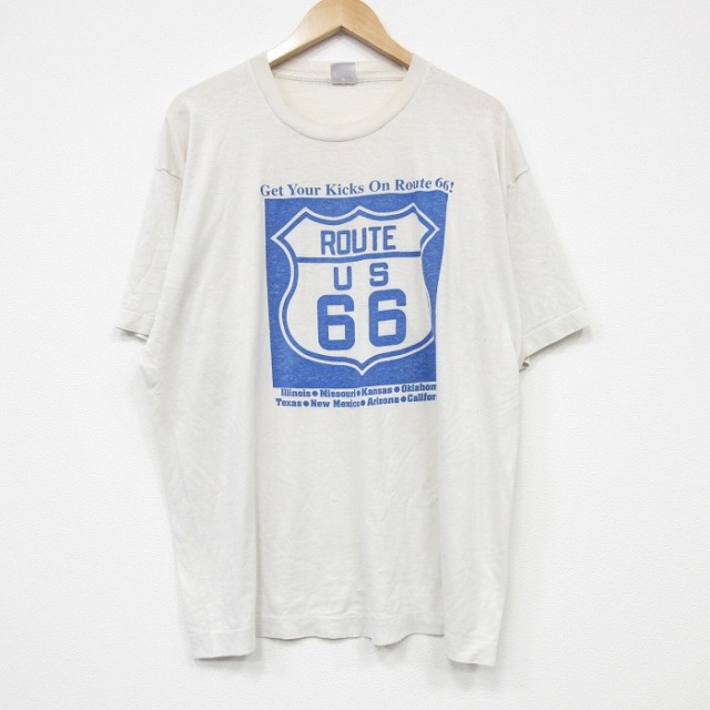 XL★古着 フルーツオブザルーム 半袖 ビンテージ Tシャツ メンズ 90年代 90s ルート66 クルーネック 白 ホワイト 25sep08 中古