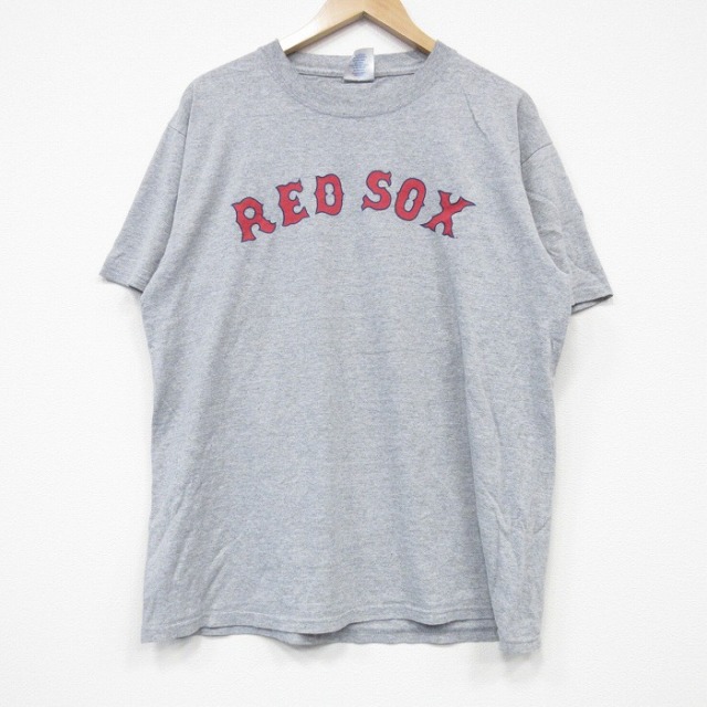 XL★古着 マジェスティック 半袖 ビンテージ Tシャツ メンズ 00年代 00s MLB ボストンレッドソックス デビッドオルティーズ 34 クルーネック グレー 霜降り メジャーリーグ ベースボール 野球 25sep08 中古