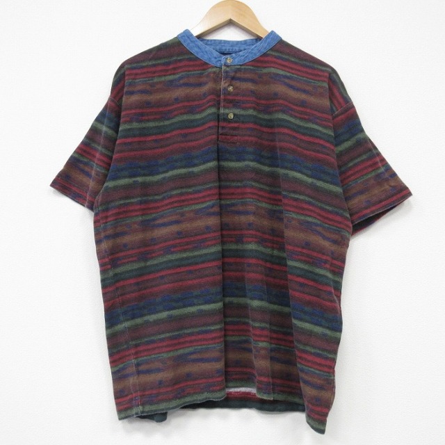 XL★古着 FADED GLORY 半袖 ビンテージ Tシャツ メンズ 00年代 00s 大きいサイズ ヘンリーネック 茶他 ブラウン 25sep08 中古