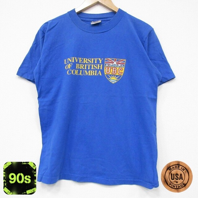 【50%OFF】90s 半袖Tシャツ ブリティッシュコロンビア ブルー M | 古着