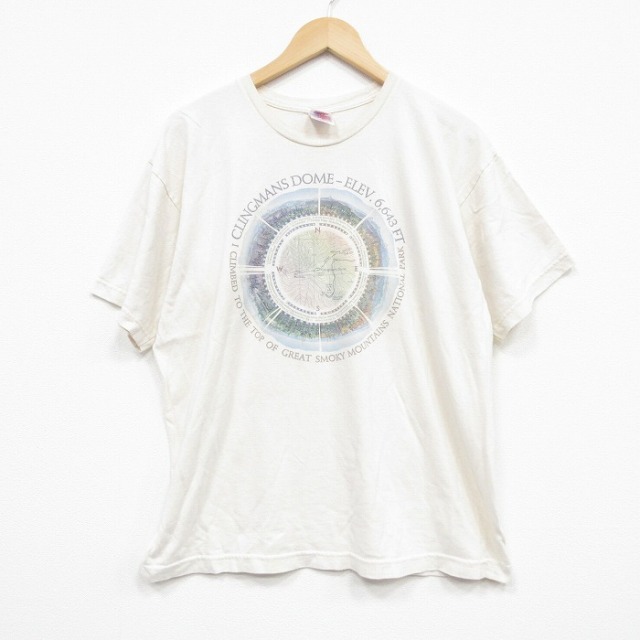 XL★古着 半袖 ビンテージ Tシャツ メンズ 00年代 00s グレートスモーキー山脈国立公園 コットン クルーネック USA製 生成り 25sep09 中古