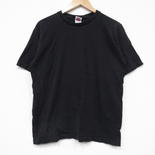 M★古着 半袖 ビンテージ Tシャツ メンズ 00年代 00s 無地 コットン クルーネック 黒 ブラック 25sep09 中古