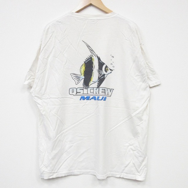 XL★古着 ヘインズ Hanes 半袖 ビンテージ Tシャツ メンズ 00年代 00s 魚 コットン クルーネック 白 ホワイト 【spe】 25sep09 中古