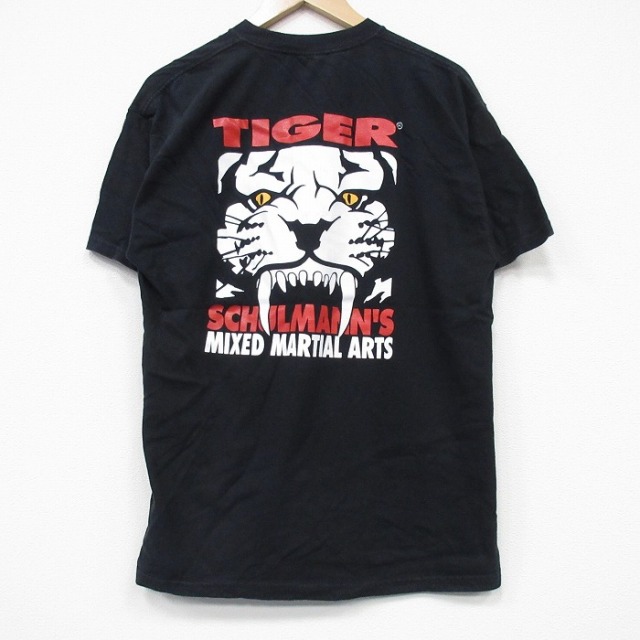 L★古着 ヘインズ Hanes 半袖 ビンテージ Tシャツ メンズ 00年代 00s タイガー コットン クルーネック 黒 ブラック 25sep09 中古