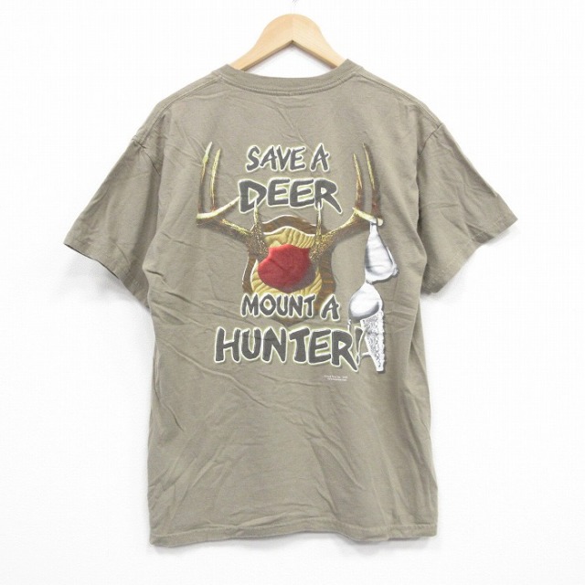 00s 半袖Tシャツ シカ カーキ XL | 古着