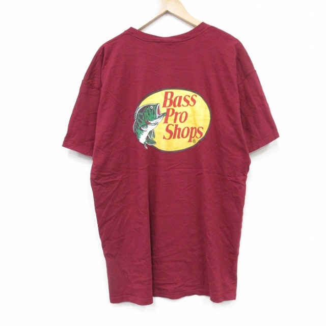 【20%OFF】XL★古着 半袖 ビンテージ Tシャツ メンズ 00年代 00s バスプロショップ 大きいサイズ ロング丈 コットン クルーネック エンジ 25sep10 中古