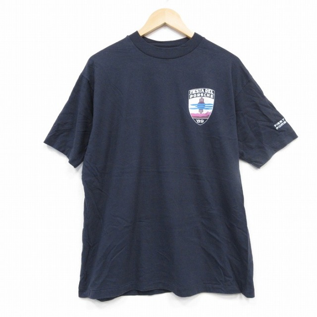 L★古着 ヘインズ Hanes 半袖 ビンテージ Tシャツ メンズ 80年代 80s ポルシェ コットン クルーネック USA製 黒 ブラック 【spe】 25sep10 中古