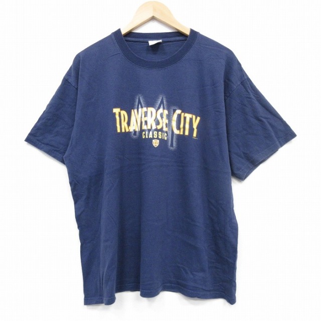 00s 半袖Tシャツ トラバースシティ ネイビー XL | 古着