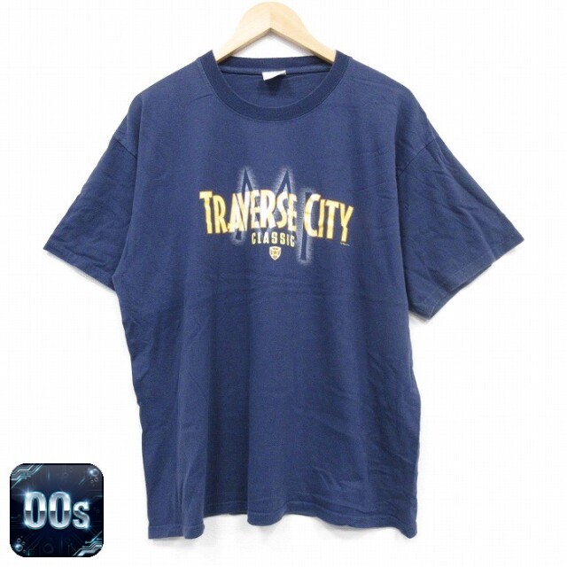 00s 半袖Tシャツ トラバースシティ ネイビー XL | 古着