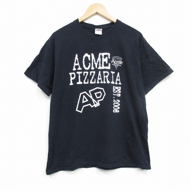 00s 半袖Tシャツ ピザ ブラック L | 古着