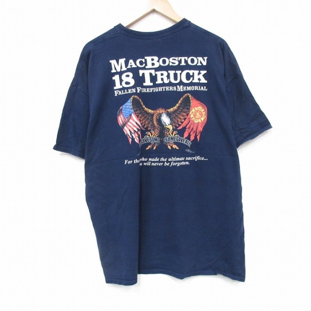 【20%OFF】XL★古着 半袖 ビンテージ Tシャツ メンズ 00年代 00s 鳥 大きいサイズ コットン クルーネック 紺 ネイビー 25sep10 中古